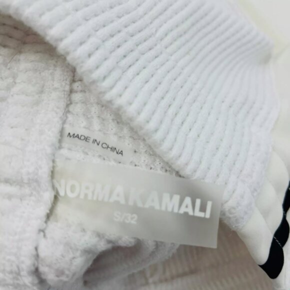 Norma Kamali White Waffle Knit Track Pants Side Stripe - Picture 9 of 15